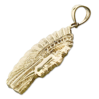 14K Gold Anhänger Indianischer Kopfschmuck Federhaube