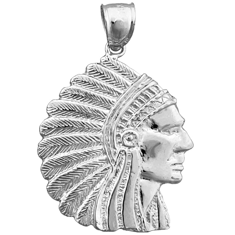 14K Gold Anhänger Indianischer Kopfschmuck Federhaube