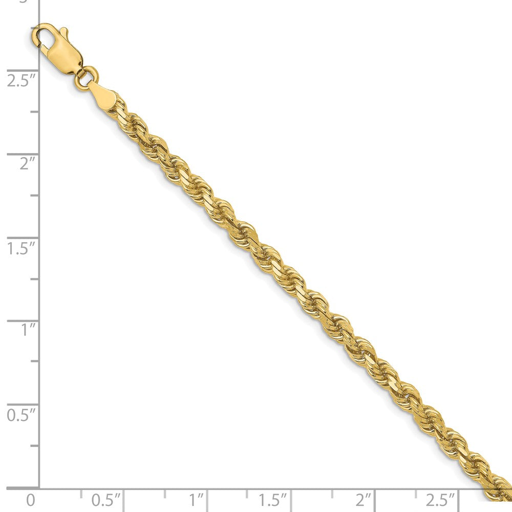 7 Zoll 10K Gelbgold 3.5mm Diamantiert Kordel Gliederarmband