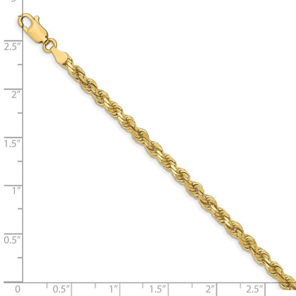 7 Zoll 10K Gelbgold 3.5mm Diamantiert Kordel Gliederarmband