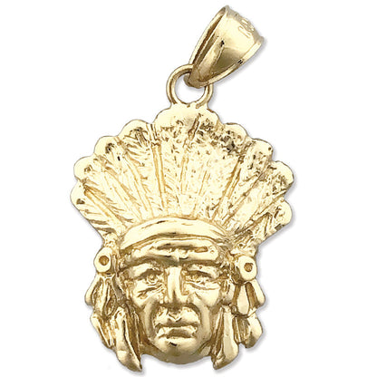 14K Gold Anhänger Indianer-Häuptling mit Federschmuck