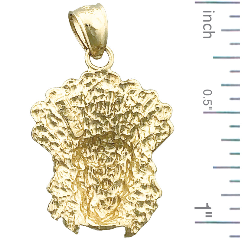 14K Gold Anhänger Indianer-Häuptling mit Federschmuck