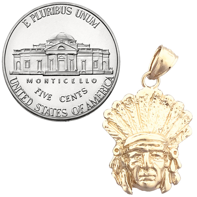 14K Gold Anhänger Indianer-Häuptling mit Federschmuck