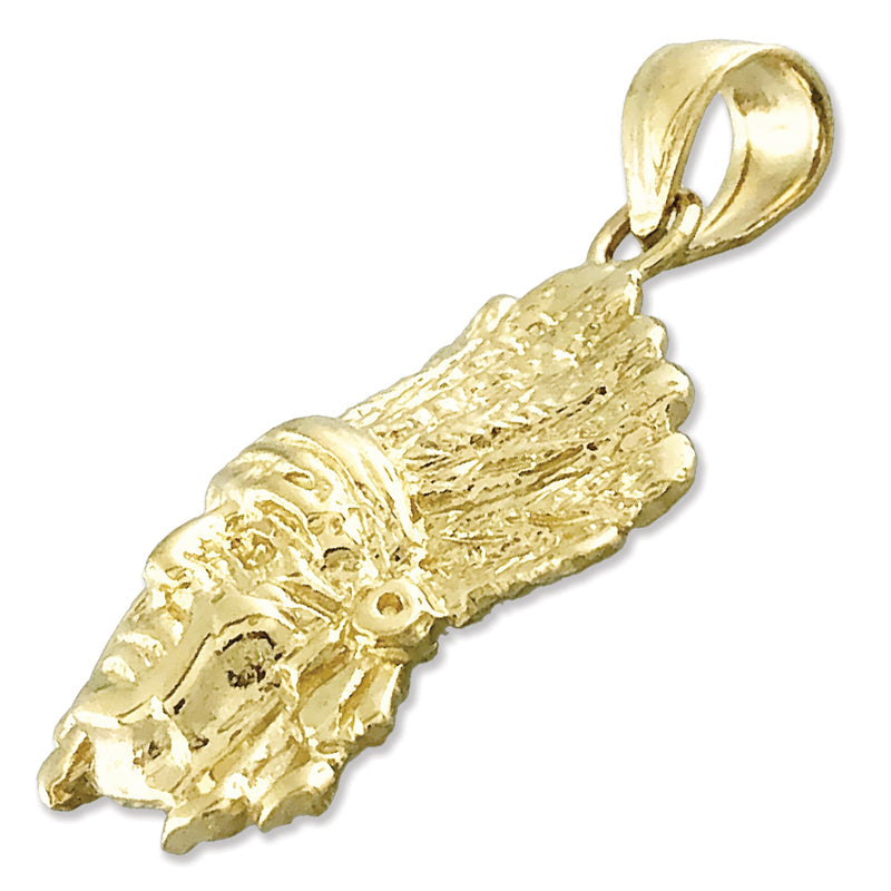 14K Gold Anhänger Indianer-Häuptling mit Federschmuck