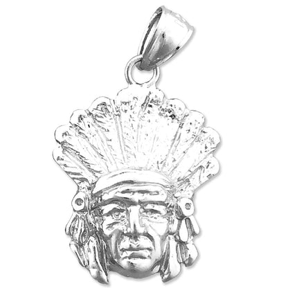 14K Gold Anhänger Indianer-Häuptling mit Federschmuck