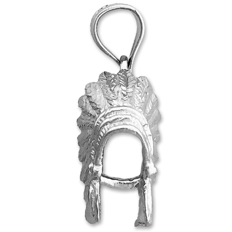 14K Gold 3-D Indianer-Kopfschmuck-Charm