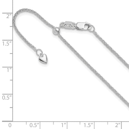 10K Weißgold Verstellbar 1.35mm Weizen Halskette