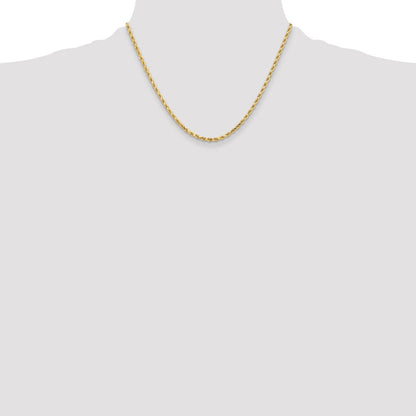 10K Gelbgold 3.25mm Diamantiert Kordel Halskette