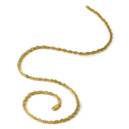10K Gelbgold 3.25mm Diamantiert Kordel Halskette