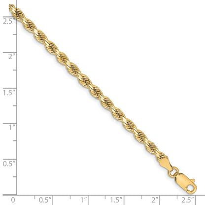 10K Gelbgold 3.25mm Diamantiert Kordel Gliederarmband
