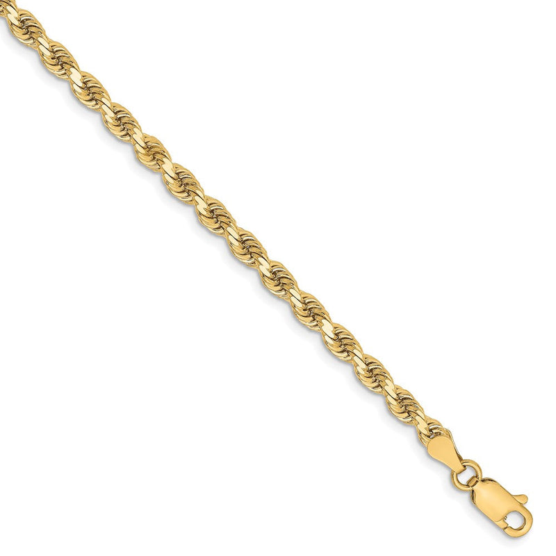 10K Gelbgold 3.25mm Diamantiert Kordel Gliederarmband