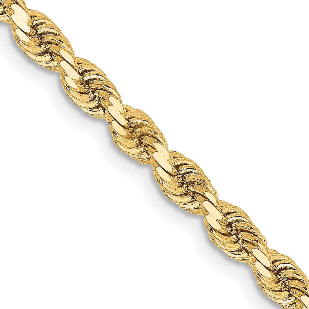 10K Gelbgold 3.25mm Diamantiert Kordel Halskette
