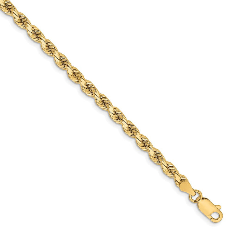 8 Zoll 10K Gelbgold 3.75mm Diamantiert Kordel Gliederarmband