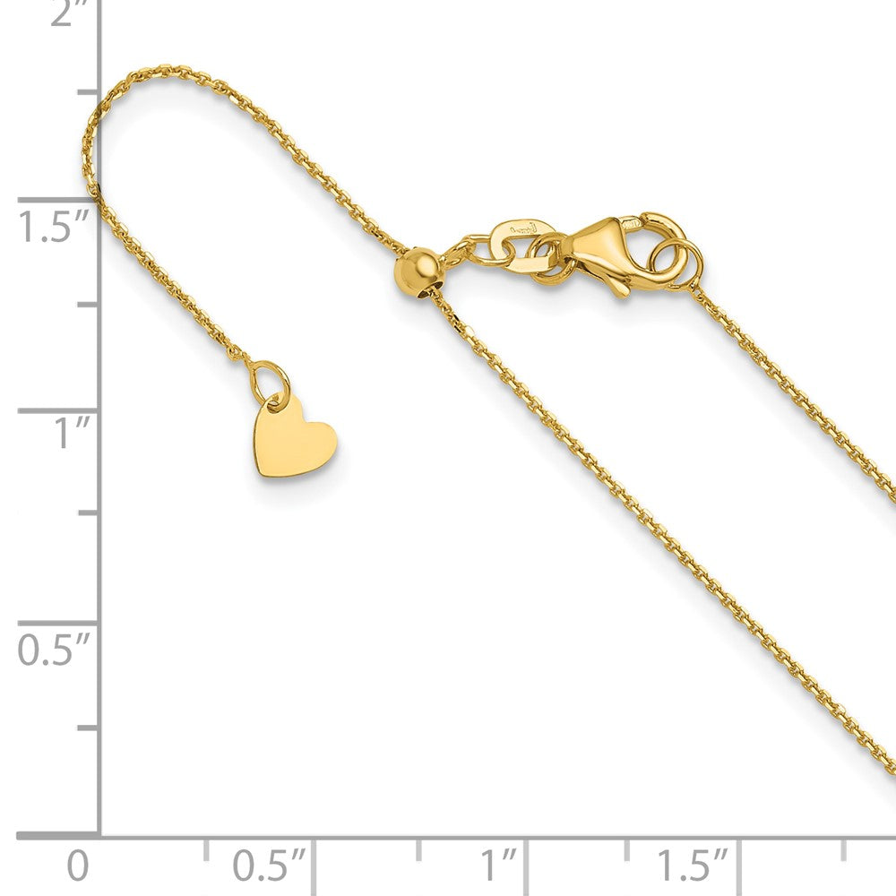 22 Zoll 10K Gelbgold Verstellbar 1mm Diamantiert Ankerkette Halskette