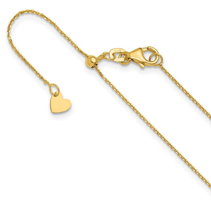 22 Zoll 10K Gelbgold Verstellbar 1mm Diamantiert Ankerkette Halskette