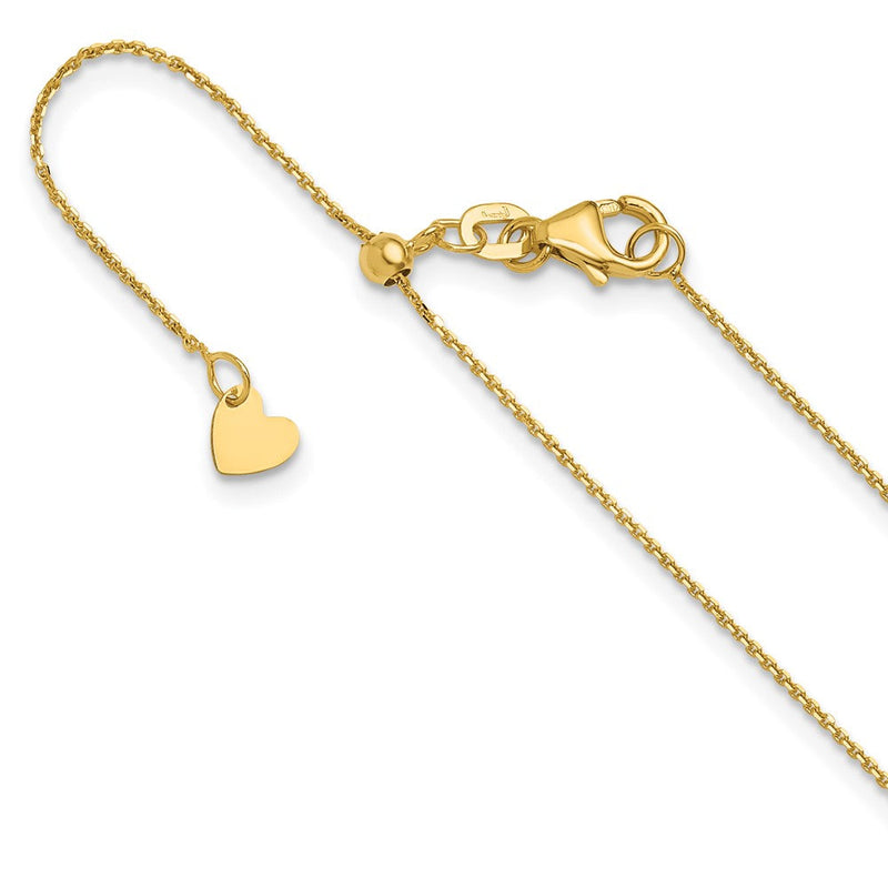 22 Zoll 10K Gelbgold Verstellbar 1mm Diamantiert Ankerkette Halskette