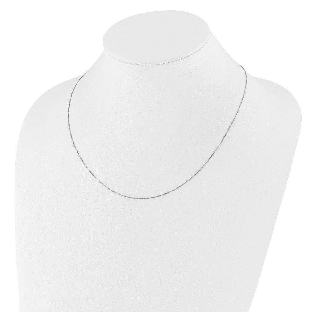 22 Zoll 10K Weißgold Verstellbar 1mm Diamantiert Ankerkette Halskette