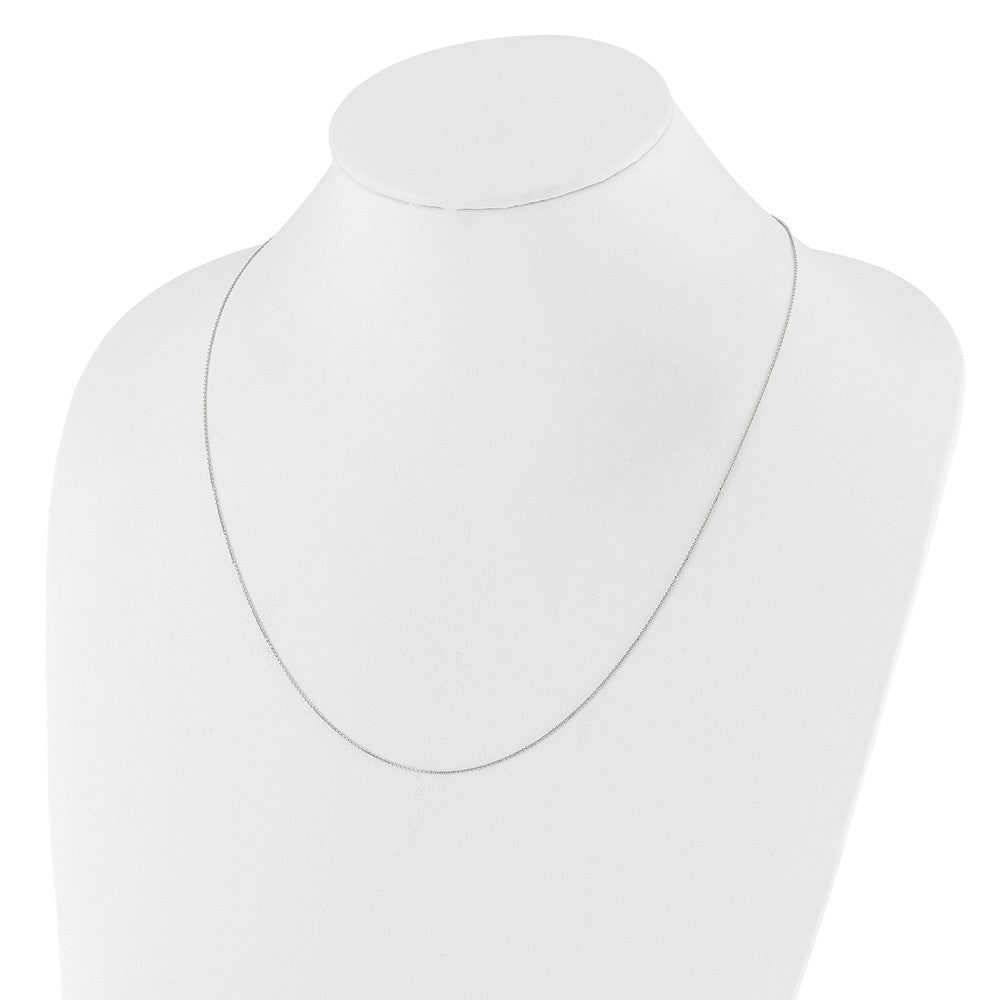 22 Zoll 10K Weißgold Verstellbar 1mm Diamantiert Ankerkette Halskette