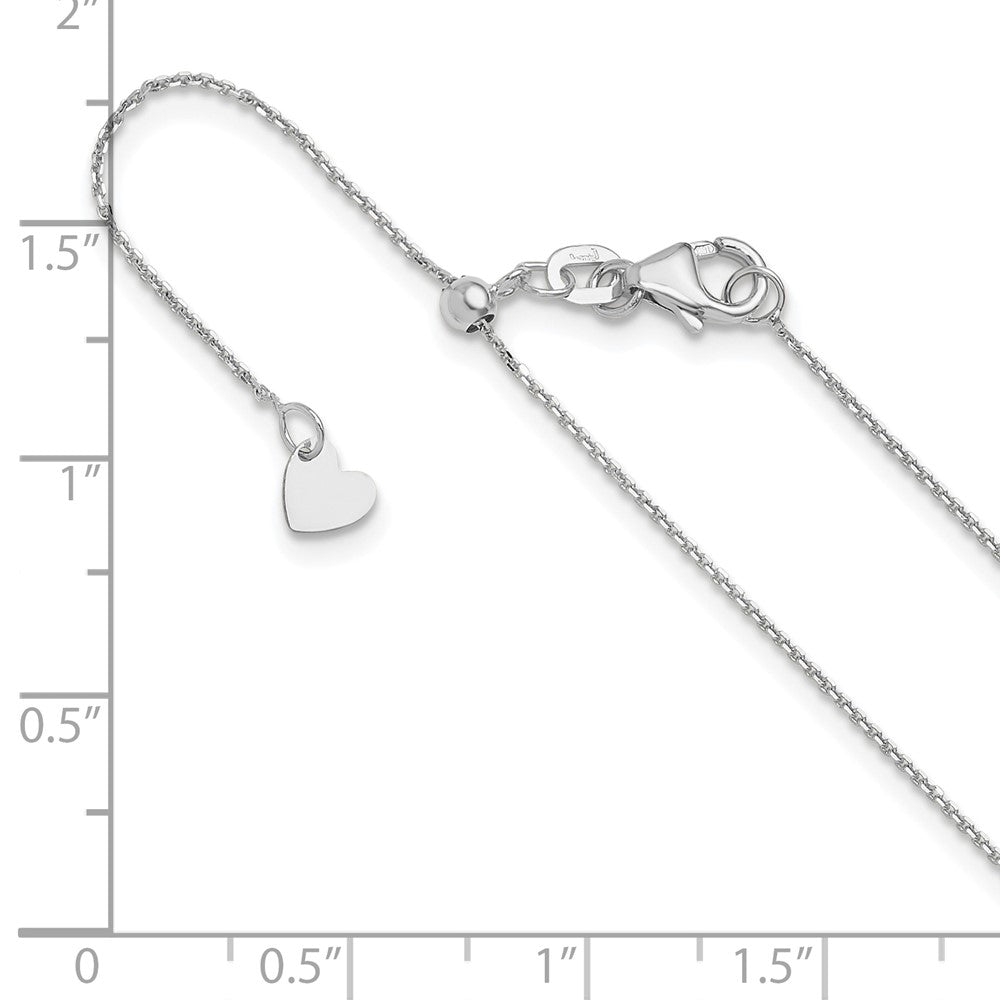 22 Zoll 10K Weißgold Verstellbar 1mm Diamantiert Ankerkette Halskette