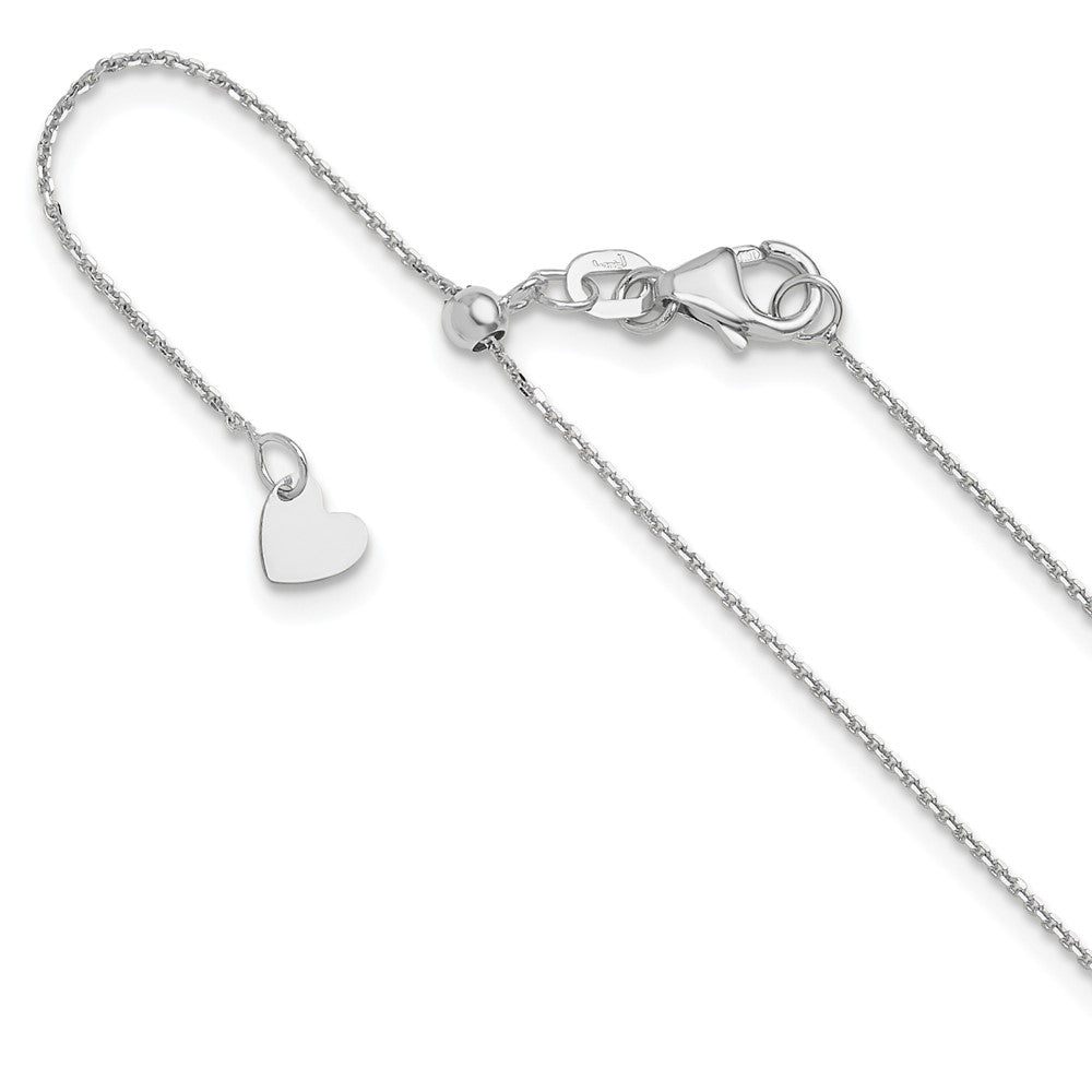 22 Zoll 10K Weißgold Verstellbar 1mm Diamantiert Ankerkette Halskette