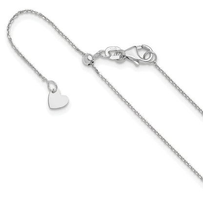 22 Zoll 10K Weißgold Verstellbar 1mm Diamantiert Ankerkette Halskette