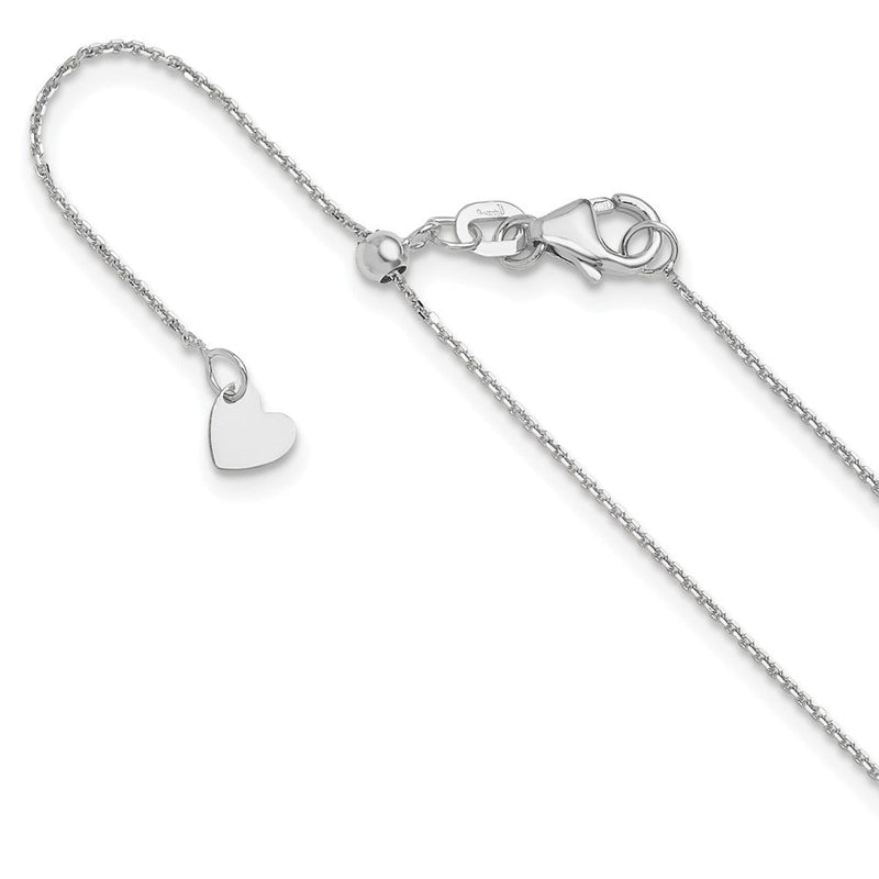 22 Zoll 10K Weißgold Verstellbar 1mm Diamantiert Ankerkette Halskette