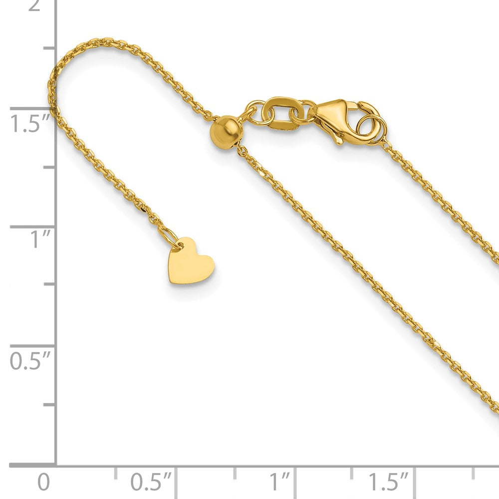 22 Zoll 10K Gelbgold Verstellbar 1.1mm Diamantiert Ankerkette Halskette