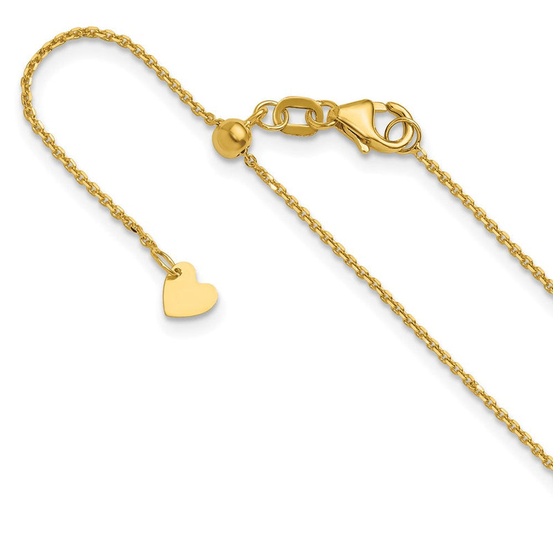 22 Zoll 10K Gelbgold Verstellbar 1.1mm Diamantiert Ankerkette Halskette