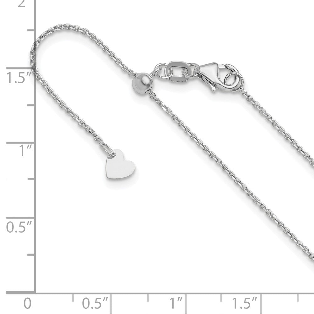 22 Zoll 10K Weißgold Verstellbar 1.1mm Diamantiert Ankerkette Halskette