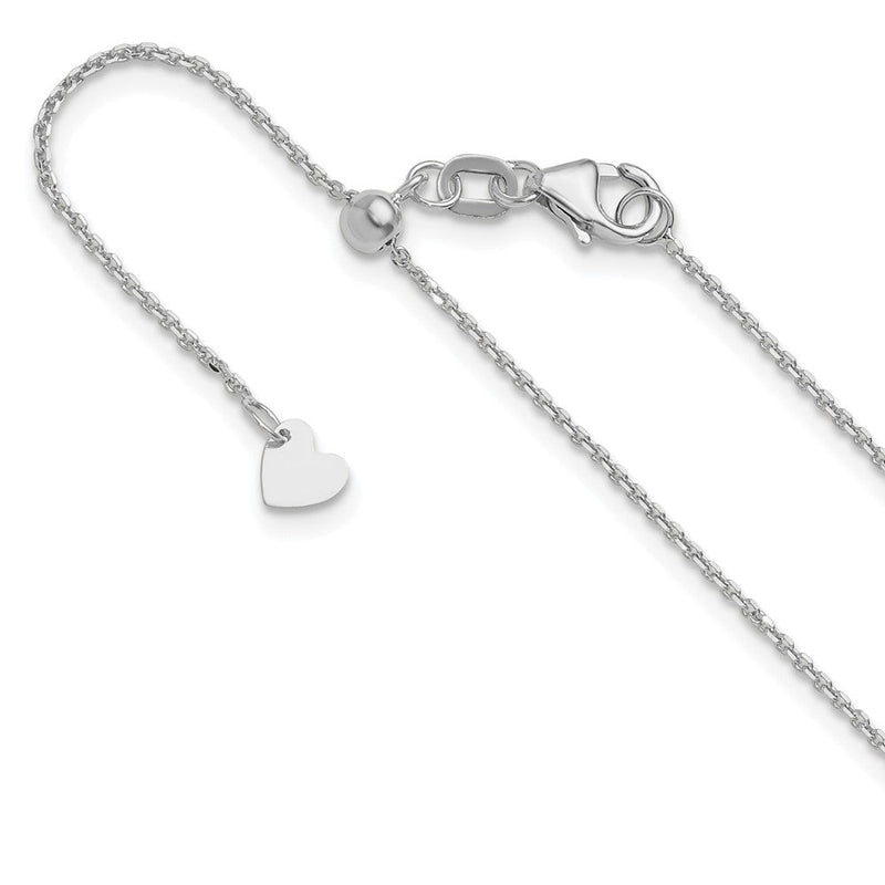 22 Zoll 10K Weißgold Verstellbar 1.1mm Diamantiert Ankerkette Halskette