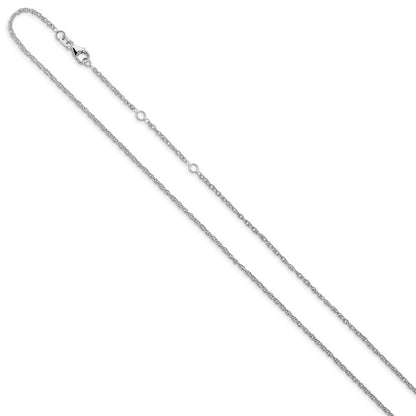 18 Zoll 10K Weißgold 1.5mm Loose Kordel 1 Zoll+1 Zoll Verstellbar Halskette