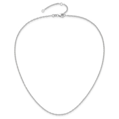 18 Zoll 10K Weißgold 1.5mm Loose Kordel 1 Zoll+1 Zoll Verstellbar Halskette