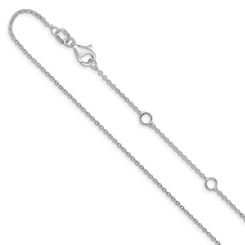 18 Zoll 10K Weißgold 1.2mm Flach Ankerkette 1 Zoll+1 Zoll Verstellbar Halskette