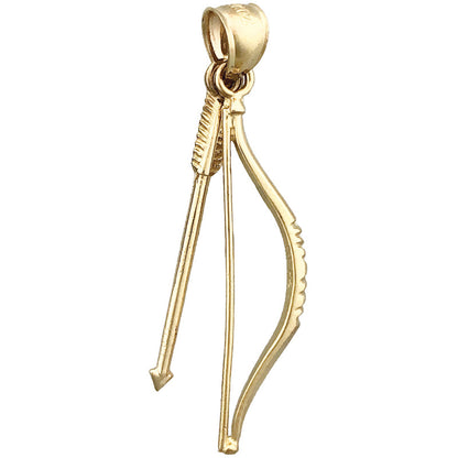 14K Gold Pfeil-und-Bogen-Anhänger 3D