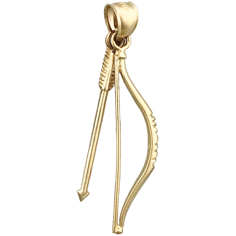 14K Gold Pfeil-und-Bogen-Anhänger 3D