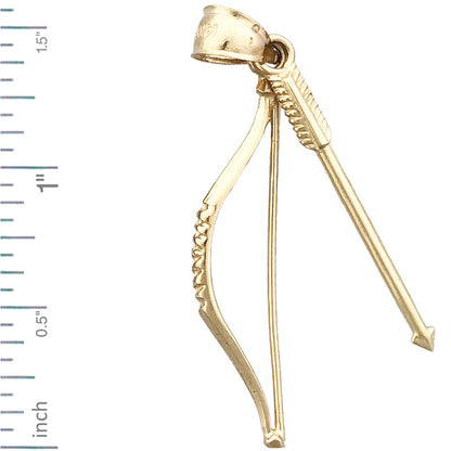 14K Gold Pfeil-und-Bogen-Anhänger 3D