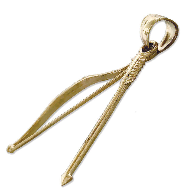 14K Gold Pfeil-und-Bogen-Anhänger 3D