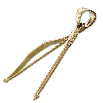 14K Gold Pfeil-und-Bogen-Anhänger 3D