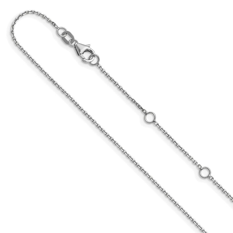 18 Zoll 10K Weißgold 1.05mm Diamantiert Ankerkette 1 Zoll+1 Zoll Verstellbar Halskette