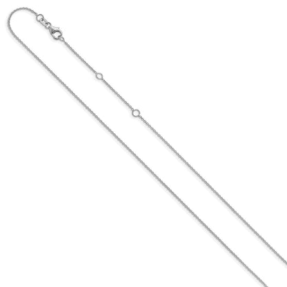 18 Zoll 10K Weißgold 1.1mm Rund Ankerkette 1 Zoll+1 Zoll Verstellbar Halskette