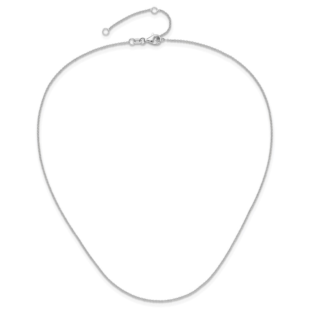 18 Zoll 10K Weißgold 1.1mm Rund Ankerkette 1 Zoll+1 Zoll Verstellbar Halskette