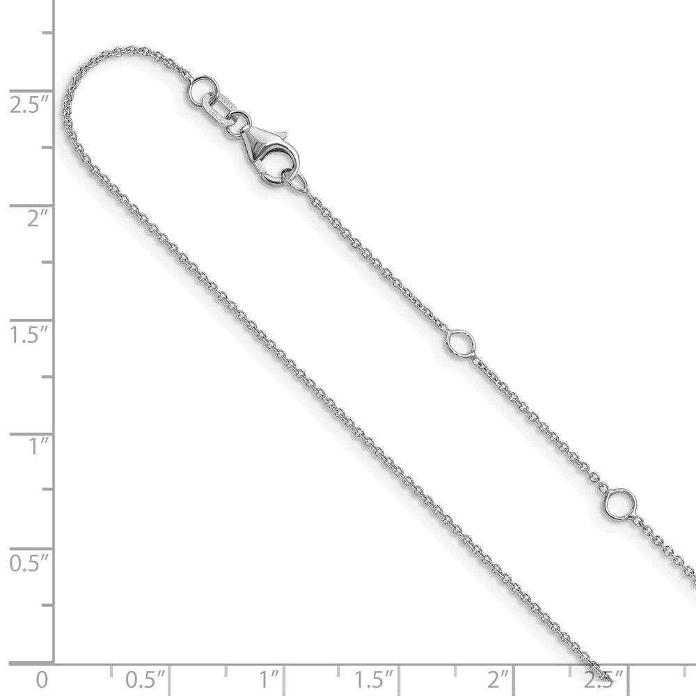 18 Zoll 10K Weißgold 1.1mm Rund Ankerkette 1 Zoll+1 Zoll Verstellbar Halskette
