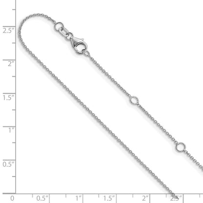 18 Zoll 10K Weißgold 1.1mm Rund Ankerkette 1 Zoll+1 Zoll Verstellbar Halskette