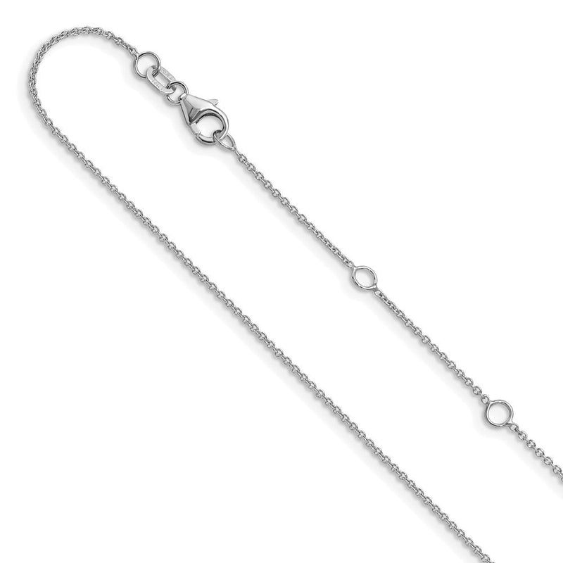 26 Zoll 10K Weißgold 1.1mm Rund Ankerkette 2 Zoll+2 Zoll Verstellbar Halskette