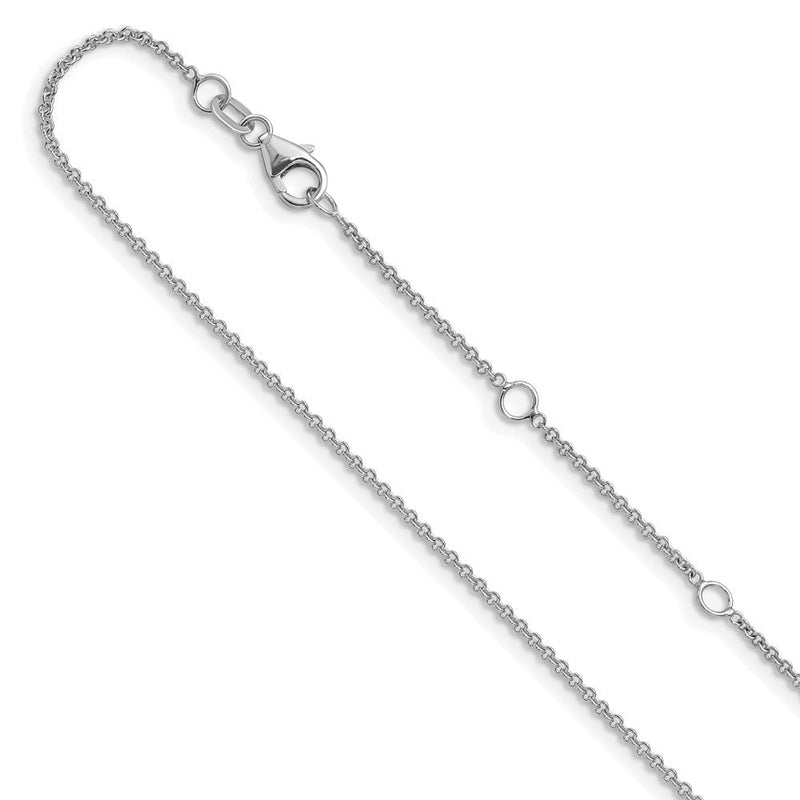18 Zoll 10K Weißgold 1.4mm Rund Ankerkette 1 Zoll+1 Zoll Verstellbar Halskette