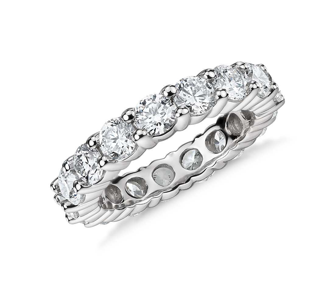 4 ct Gesamtgewicht. Diamant Memoire Ring 14K Weißgold