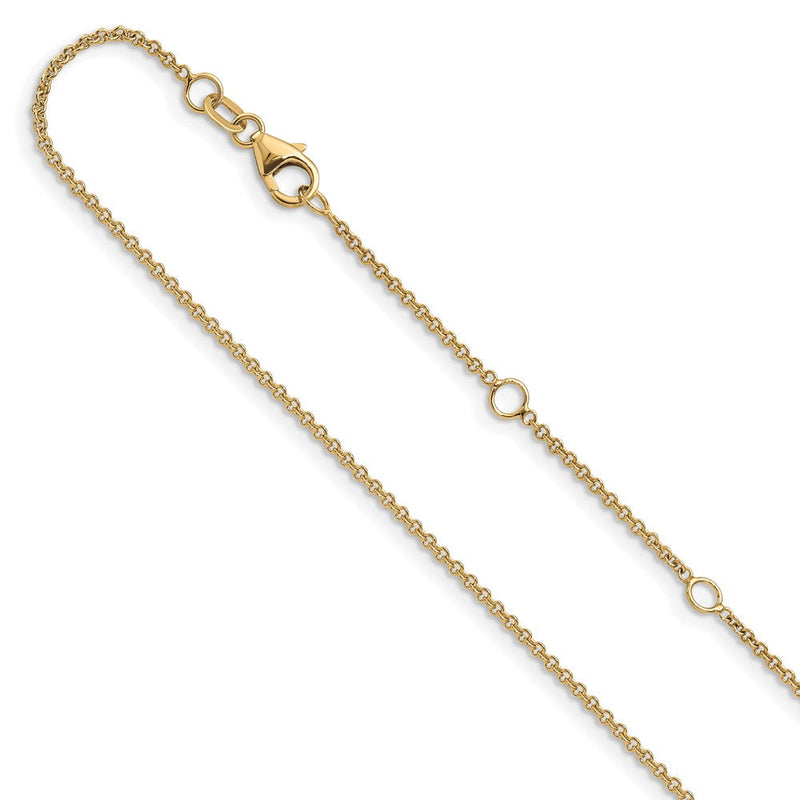 18 Zoll 10K Gelbgold 1.4mm Rund Ankerkette 1 Zoll+1 Zoll Verstellbar Halskette