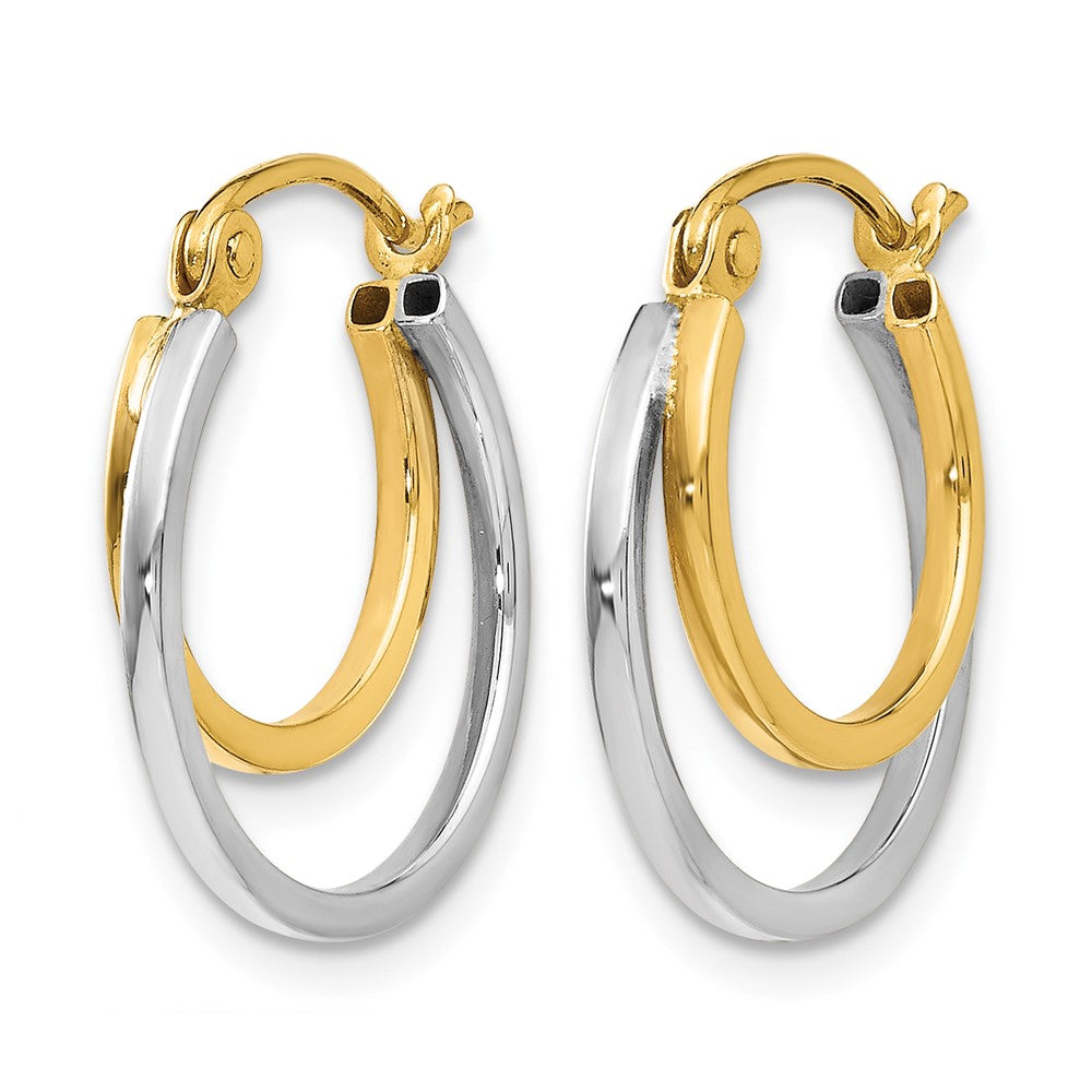 14K Bicolor Poliert Klappbar Creolen