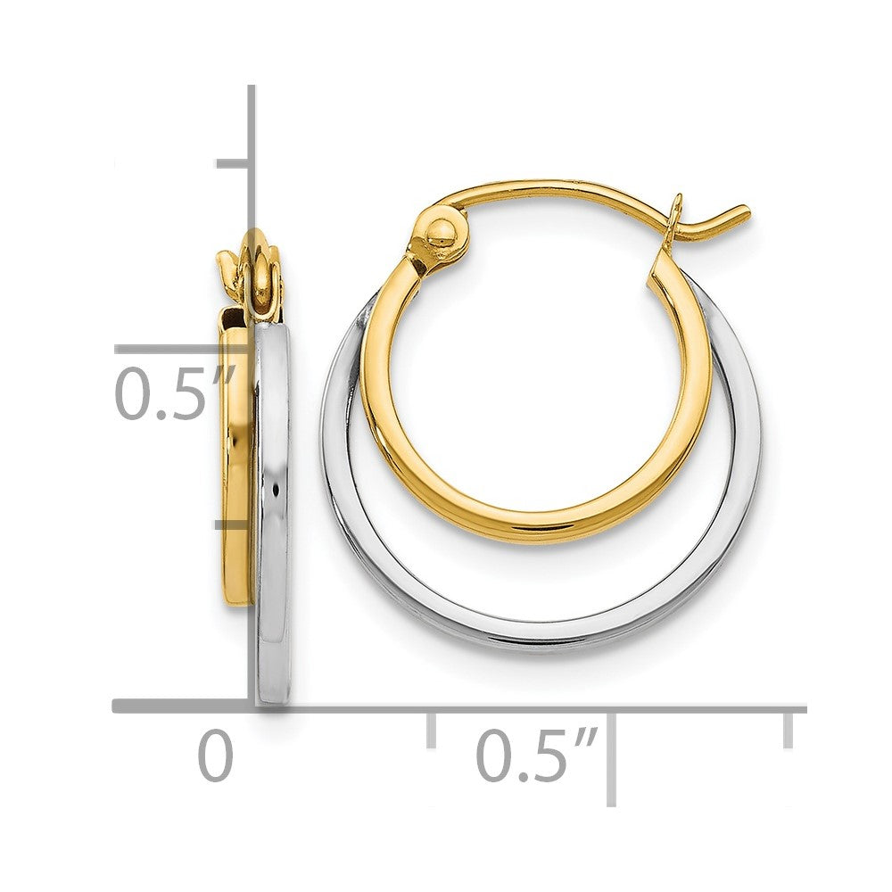 14K Bicolor Poliert Klappbar Creolen