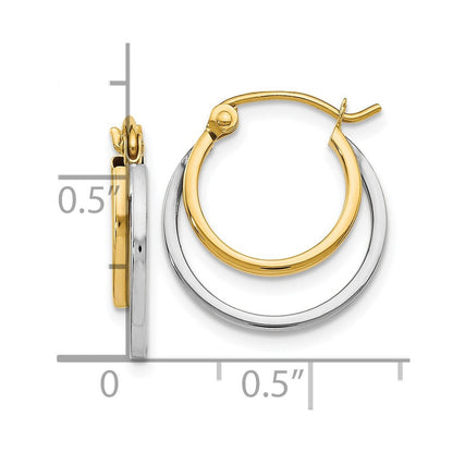 14K Bicolor Poliert Klappbar Creolen